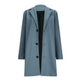 thumbnail image 1 of Breezora Women's Notched Lapel Wool Blend Overcoat Long Sleeve Button Down Work Coat Winter Warm Trench L Size Sky Blue, 1 of 5