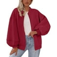 thumbnail image 1 of Breezora Women's Oversized Baseball Jacket 2025 Fall Fashion Zip Up Sweatshirt Casual Long Sleeve Winter Outerwear XL Size Red, 1 of 4