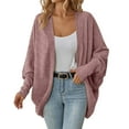 thumbnail image 1 of Breezora Women's Oversized Chunky Knit Cardigan Sweater Batwing Sleeve Open Front Long Wrap Coat Loose Outwear S Size Pink, 1 of 9