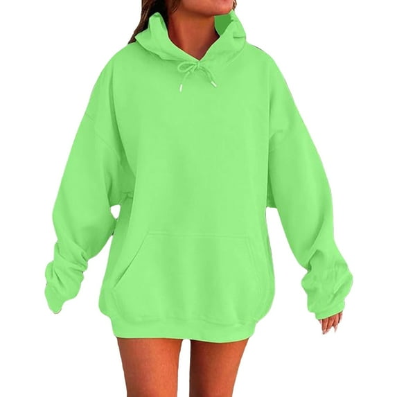 Breezora Women's Oversized Cotton Hoodie Pullover Sweatshirt Soft Warm Winter Essential for Casual Street Style XS Mint Green