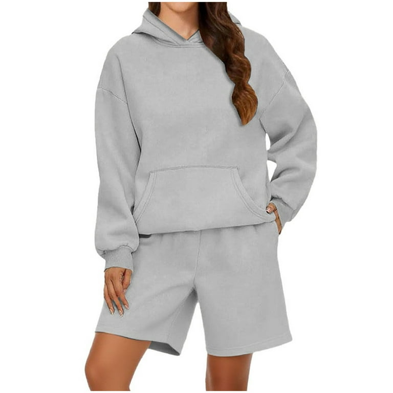 Breezora Women's Oversized Hoodie And Shorts Set 2025 Trendy