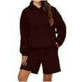 thumbnail image 1 of Breezora Women's Oversized Hoodie And Shorts Set 2025 Trendy Matching Sweatsuit For Gym Or Casual XL Size Brown, 1 of 7