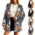 thumbnail image 1 of Breezora Women's Oversized Long Sleeve Open Front Knit Cardigan with Halloween Pumpkin Print Loose Casual Fit for Daily Casual Outfit, 1 of 6