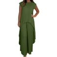 thumbnail image 1 of Breezora Women's Pleated Top and Wide Leg Pants Set Elastic Waist Comfortable Daily Wear Two Piece Outfit Trendy Lounge Attire XXXL Size Green, 1 of 6