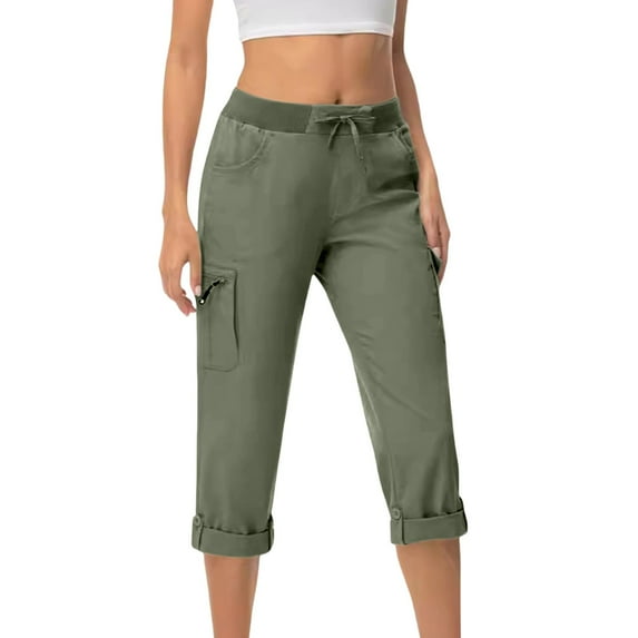 Breezora Women's Quick Dry Hiking Pants with Multiple Pockets for Outdoor Adventures and Summer Travel L Size Green