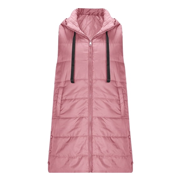 Breezora Women's Quilted Padded Puffer Vest with Button Down and Zip Up Closure for Sleeveless Warm Outwear in Fall and Winter Seasons S Size Pink
