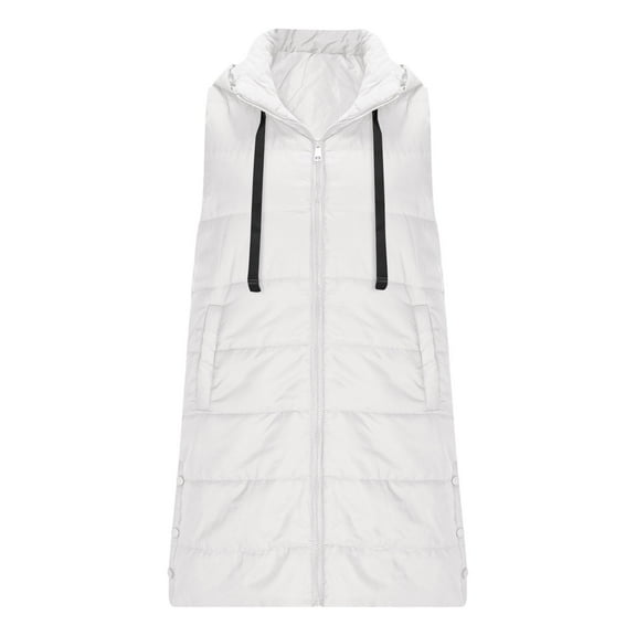 Breezora Women's Quilted Padded Puffer Vest with Button Down and Zip Up Closure for Sleeveless Warm Outwear in Fall and Winter Seasons XXL Size White