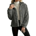 thumbnail image 1 of Breezora Women's Reversible Fleece Coat Winter Warm Stand Collar Button Down Twisted Design Jacket S Size Dark Gray, 1 of 9