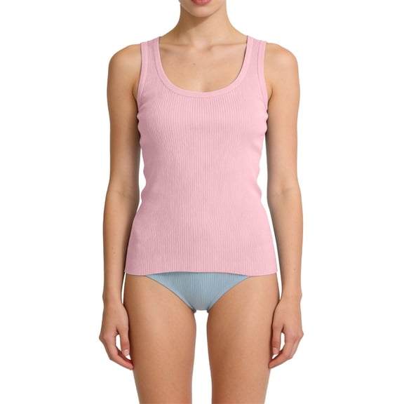 Breezora Women's Ribbed U Neck Sleeveless Top for Versatile Layering Under Shirts or Stylish Solo Wear L Size Pink