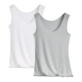 thumbnail image 1 of Breezora Women's Seamless Camisole 2 Pack Summer Essential Layering Basic Stretch Sleeveless Top L Size White, 1 of 2