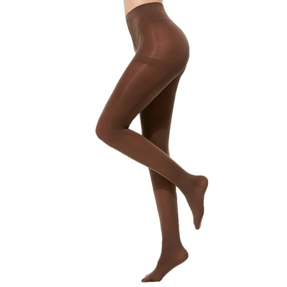 Breezora Women's Semi Opaque Fleece Lined Leggings Solid Color Footed Tights Thermal Stretch Pantyhose Warm Winter Base Layer Coffee