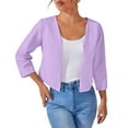 thumbnail image 1 of Breezora Women's Short Blazer Cardigan Top Trendy Spring Summer Lightweight Office Casual Chic Wear XL Size Purple, 1 of 9