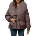 thumbnail image 1 of Breezora Women's Short Hooded Quilted Jacket with Faux Fur Detail Street Style Thermal Winter Puffer Coat L Size Coffee, 1 of 4