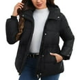thumbnail image 1 of Breezora Women's Short Puffer Jacket Hooded Winter Coat Warm Lightweight Outerwear With Large Pockets L Size Black, 1 of 7