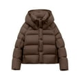thumbnail image 1 of Breezora Women's Short Puffer Jacket Thick Warm Hooded Winter Coat Casual Oversized Outerwear M Size Coffee, 1 of 3