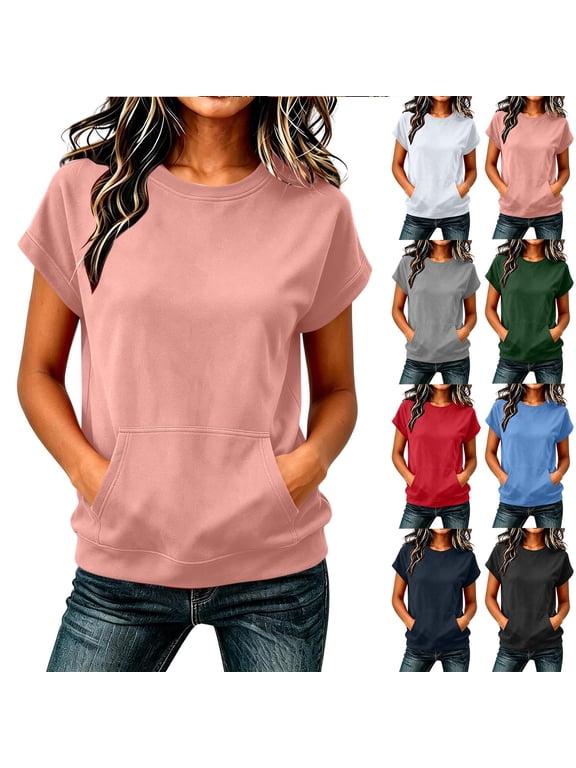 Women's Short Sleeve Knitted Pullover Sweater Soft Lightweight Casual Versatile Summer Everyday Essential Basic Tee