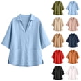 Breezora Women s Short Sleeve T Shirt Casual Linen Cotton Blend Lapel breezora-women-s-short-sleeve-t-shirt-casual-linen-cotton-blend-lapel
