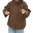 thumbnail image 1 of Breezora Women's Short Wool Blend Crop Coat Stand Collar Button Front Loose Casual Winter Jacket Outerwear S Size Coffee, 1 of 5