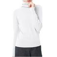 thumbnail image 1 of Breezora Women's Slim Fit Cotton Knit Pullover Turtleneck Long Sleeve Soft Sweater Stacked Neck Winter Top XXXL Size White, 1 of 1