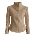 thumbnail image 1 of Breezora Women's Stand Collar Slim Fit Long Sleeve Jacket with Full Zip and Side Pockets for Casual Outerwear L Size Khaki, 1 of 7