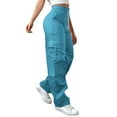thumbnail image 1 of Breezora Women's Stretchy Cargo Pants High Waist Outdoor Hiking Trousers Breathable Utility Pants With Multiple Pockets XL Size Blue, 1 of 8