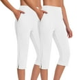 thumbnail image 1 of Breezora Women's Stretchy High Waist Yoga Pants Set Summer Lightweight Workout Capris with Comfortable Waistband XXXL Size White, 1 of 7