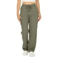 thumbnail image 1 of Breezora Women's Stylish Casual Wide Leg Trousers with Drawstring Waist and Functional Pockets for Everyday Wear XL Size Green, 1 of 6