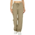 thumbnail image 1 of Breezora Women's Stylish Casual Wide Leg Trousers with Drawstring Waist and Functional Pockets for Everyday Wear XL Size Khaki, 1 of 6