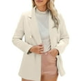 thumbnail image 1 of Breezora Women's Tailored Lapel Jacket Long Sleeve Career Coat Modern Office Wear With Functional Pockets L Size Beige, 1 of 9
