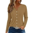thumbnail image 1 of Breezora Women's Trendy V Neck Printed Blouse with Button Down Front and Comfort Fit for 2025 Fashion Collection M Size Coffee, 1 of 6