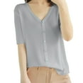 thumbnail image 1 of Breezora Women's V Neck Knit Cardigan Short Sleeve Loose Fit Lightweight Cover Up Casual Summer Beach Wear XL Size Grey, 1 of 4
