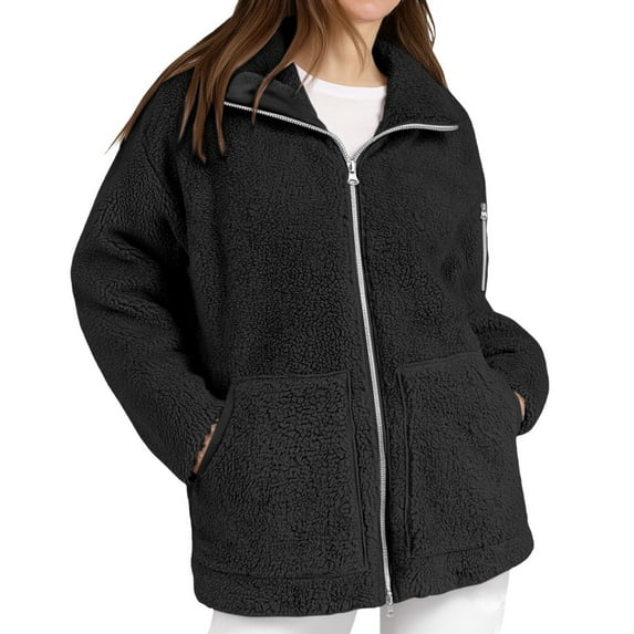 Breezora Women's Warm Thick Winter Jacket with Two Way Zip and Multiple Pockets for Leisure Activities and Cold Weather Protection M Size Black