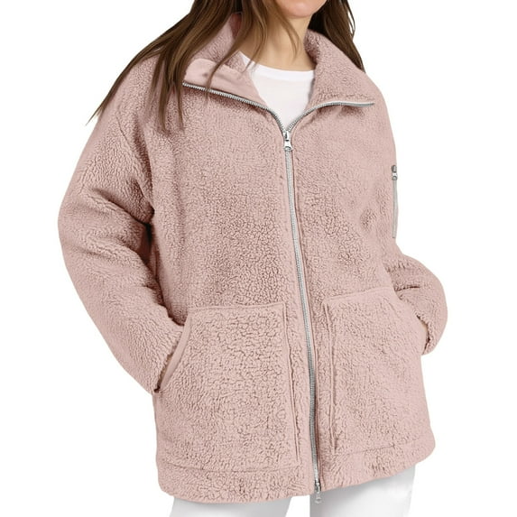 Breezora Women's Warm Thick Winter Jacket with Two Way Zip and Multiple Pockets for Leisure Activities and Cold Weather Protection M Size Pink