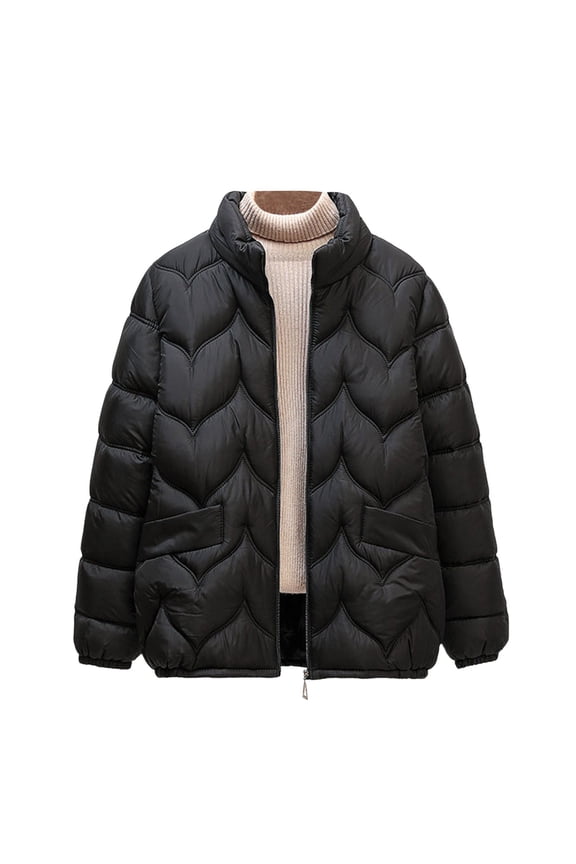 Women's Winter Lightweight Long Sleeve Cotton Jacket with Down Insulation for Cold Climate Protection and Casual Outerwear XXXXL Size Black