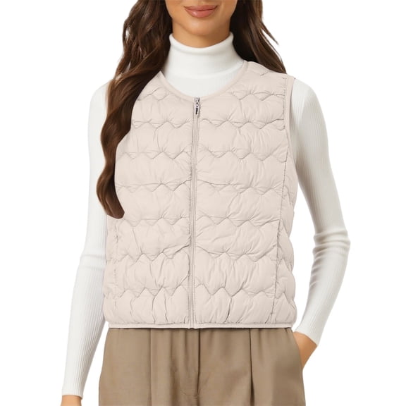 Breezora Women's Winter Lightweight Sleeveless Cotton Vest with Down Insulation Jacket for Thermal Warmth and Outdoor Activities XXL Size Beige