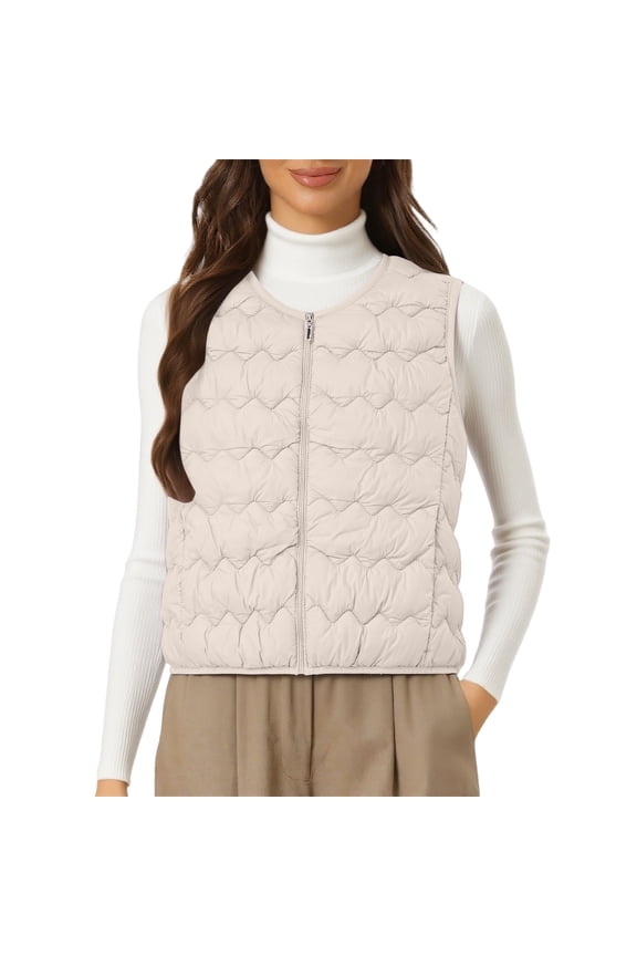 Women's Winter Lightweight Sleeveless Cotton Vest with Down Insulation Jacket for Thermal Warmth and Outdoor Activities XXL Size Beige