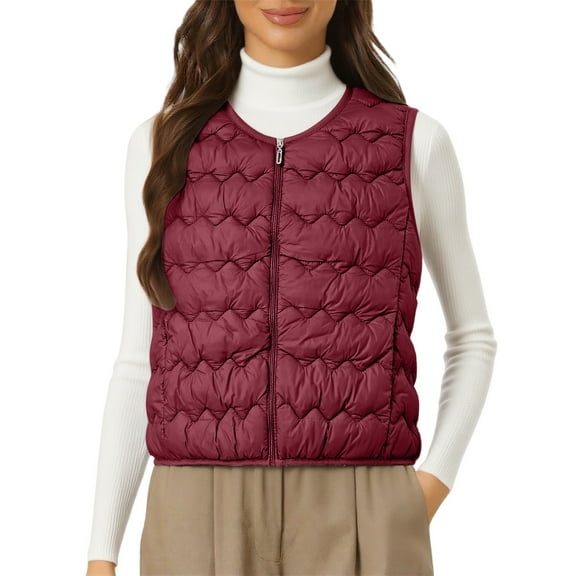 Breezora Women's Winter Lightweight Sleeveless Cotton Vest with Down Insulation Jacket for Thermal Warmth and Outdoor Activities XXL Size Wine