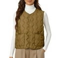 thumbnail image 1 of Breezora Women's Winter Sleeveless Lightweight Cotton Vest Jacket with Down Insulation for Easy Layering and Trendy Fashion XXXL Size Khaki, 1 of 4