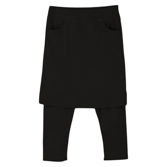 Breezora Women's Workout Skirt With Built In Leggings Stretchy Tennis Yoga Skort Knee Length Activewear With Pockets L Size Black