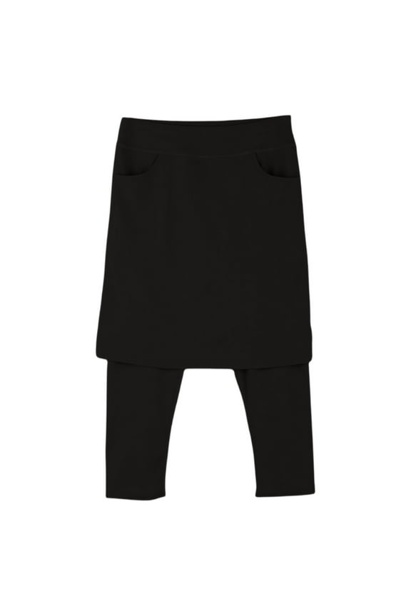 Women's Workout Skirt With Built In Leggings Stretchy Tennis Yoga Skort Knee Length Activewear With Pockets L Size Black