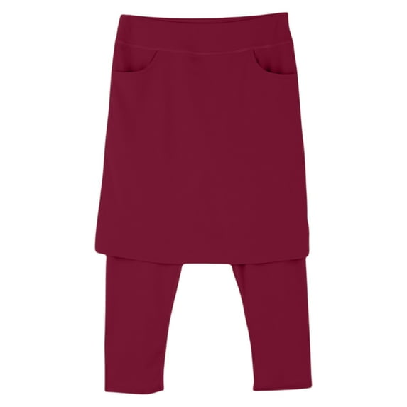 Breezora Women's Workout Skirt With Built In Leggings Stretchy Tennis Yoga Skort Knee Length Activewear With Pockets L Size Red