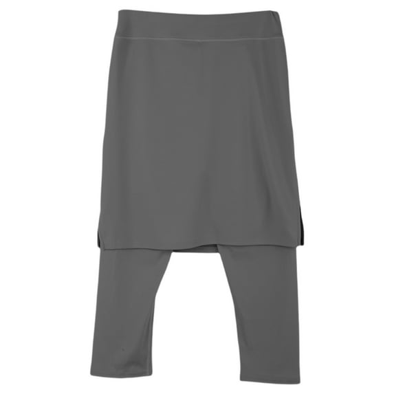 Breezora Women's Workout Skirt With Built In Leggings Stretchy Tennis Yoga Skort Knee Length Activewear With Pockets M Size Grey