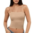 thumbnail image 1 of Breezora Women's Y2K Spaghetti Strap Camisole Sleeveless Basic Layering Tank XL Size Khaki, 1 of 8