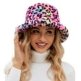 thumbnail image 1 of Breezora Women's Zebra Print Bucket Hat Winter Warm Fluffy Fisherman Cap for Fashion Outdoor Use Hot Pink, 1 of 9
