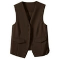 thumbnail image 1 of Breezora Womens Autumn Winter Vest Suit Waistcoat Tailored Slim Fit Layering Piece for Office M Size Coffee, 1 of 6