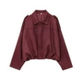 thumbnail image 1 of Breezora Womens Cropped Faux Suede Motorcycle Jacket Notched Lapel Long Sleeve Y2K Style Zip Front Outerwear Coat M Size Wine, 1 of 6