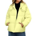 thumbnail image 1 of Breezora Womens Cropped Puffer Jacket Winter Warm Quilted Coat With Removable Hood And Pockets XXL Size Yellow, 1 of 4