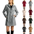 thumbnail image 1 of Breezora Womens Fall Winter Coat Notched Lapel Single Breasted Button Front Casual A Line Long Sleeve Outerwear with Pockets, 1 of 8