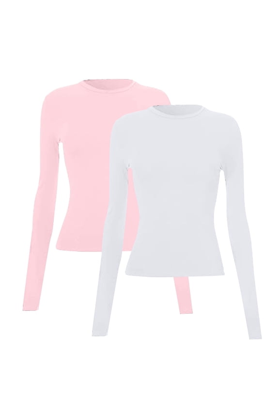 Womens Form Fitting Ribbed Knit Sweater Set 2025 Essential Soft Stretch Daily Wear Versatile Layering Piece Modern Crew Neck Long Sleeve Top M Size