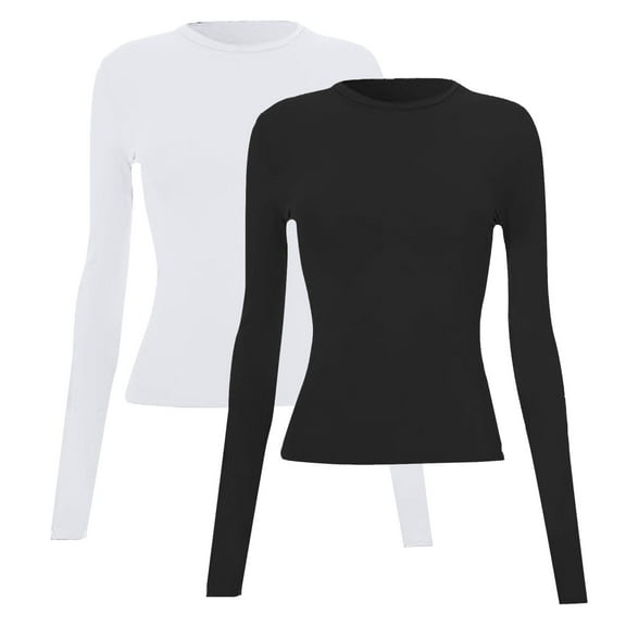 Breezora Womens Form Fitting Ribbed Knit Sweater Set 2025 Essential Soft Stretch Daily Wear Versatile Layering Piece Modern Crew Neck Long Sleeve Top XS Size